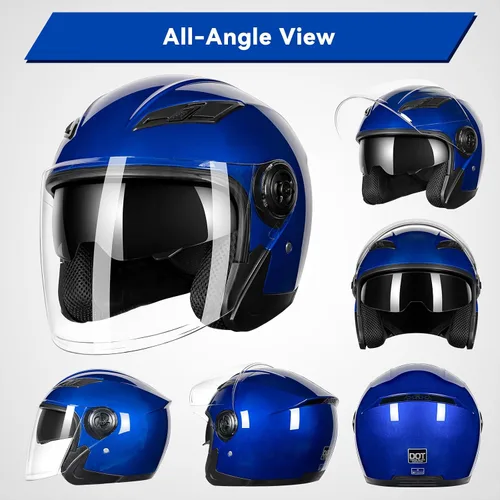Miniatura 2 de Casco de motocicleta abierto para adultos 3/4, con doble visera, para moto, scooter, ebike, ciclomotor, para hombres y mujeres, aprobado por el DOT