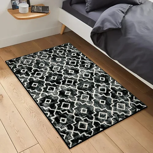 Miniatura 25 de Moynesa Alfombra marroquí lavable de 2 x 3 pulgadas, pequeña, azul, para cocina, baño, suave, antideslizante, de pelo bajo, moderna, geométrica