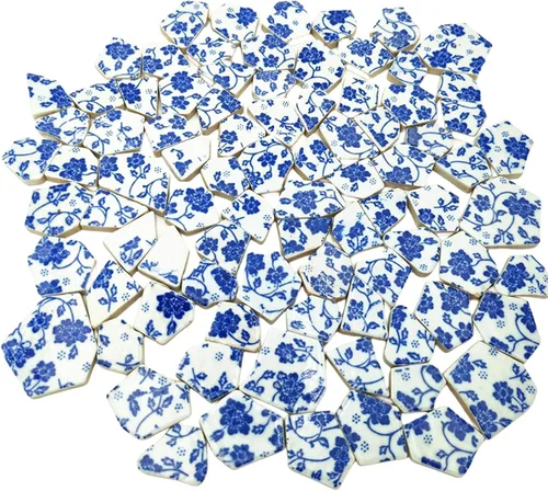 Miniatura 13 de Azulejos de mosaico de cerámica de porcelana de 1.1 libras, azulejos de mosaico irregulares rotos para suelo de manualidades, cocina, piscina