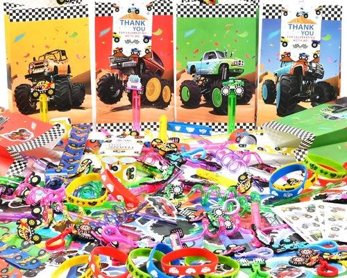 Miniatura 2 de PLOUGVI 232 piezas de recuerdos de fiesta para camiones, suministros de decoración de cumpleaños, artículos de fiesta de camiones para fiestas