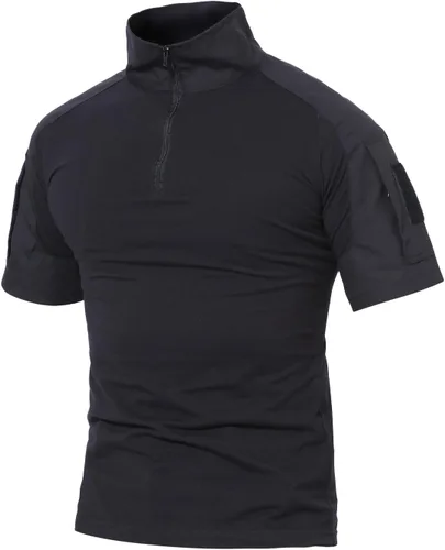 Miniatura 20 de MAGCOMSEN Camisas militares tácticas para hombre con cremallera de 1/4, manga corta, ajustada, camisa de camuflaje