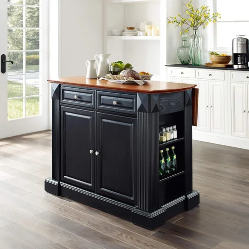 Miniatura 2 de Crosley Furniture Isla de cocina Drop Leaf/Barra de desayuno, negro