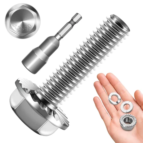 Miniatura 35 de Perno M6x1.0 (10 juegos) M6 x 0.787 in Brida Hex Head Tuercas y Pernos, Tornillos hexagonales de brida de perno M6 con tuercas y arandelas, Surtido