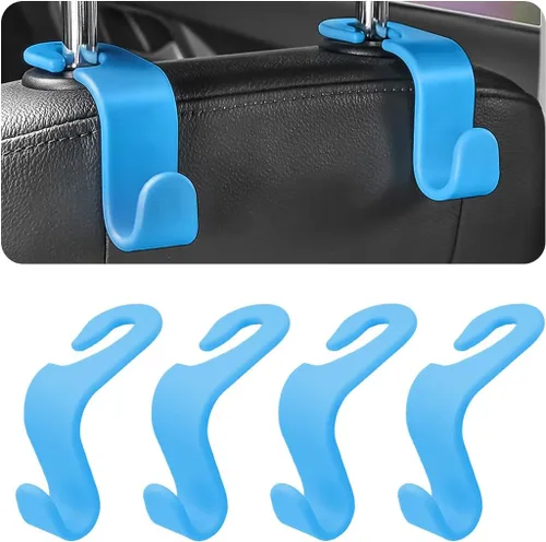 Miniatura 10 de 4 ganchos para reposacabezas de asiento de coche, soporte de colgador para asiento trasero, organizador de vehículo universal y elegante