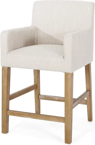 Miniatura 7 de Harper & Bright Designs Taburetes de bar beige, taburetes de bar de 26 pulgadas de altura de mostrador con respaldo para isla de cocina, sillas
