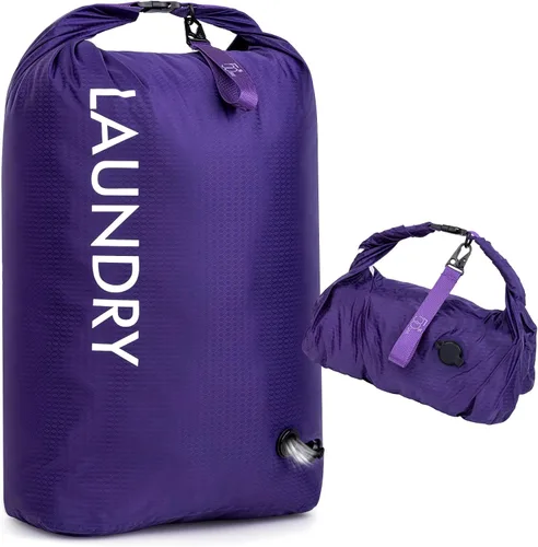 Miniatura 9 de Bolsa de lavandería de viaje, bolsa de viaje de compresión al vacío, bolsa de viaje, impermeable, húmedo/seco, ahorro de espacio, bolsa de Azul