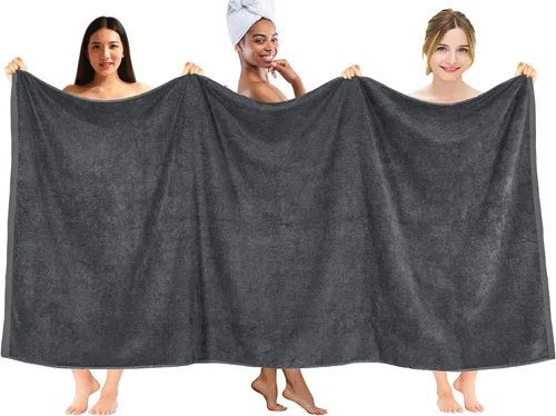 Miniatura 235 de DAN RIVER Paquete de 2 sábanas de baño de 35x70 pulgadas, sábanas de baño jumbo acanaladas para adultos, toallas grandes gruesas y absorbentes