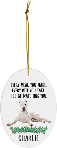 Miniatura 2 de Every Meal You Make Every Bite You Take Lying Dogo Argentino Adornos de Navidad personalizados 2024 Oval Blanco Cerámica Cachorro Dueño Regalos