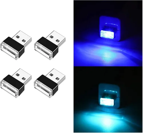 Miniatura 12 de Ziciner 6 PCS Lámpara de Ambiente Interior de Coche LED USB, Mini Luz Nocturna LED Portátil, Kit de Iluminación Ambiental de Maletero con Interfaz