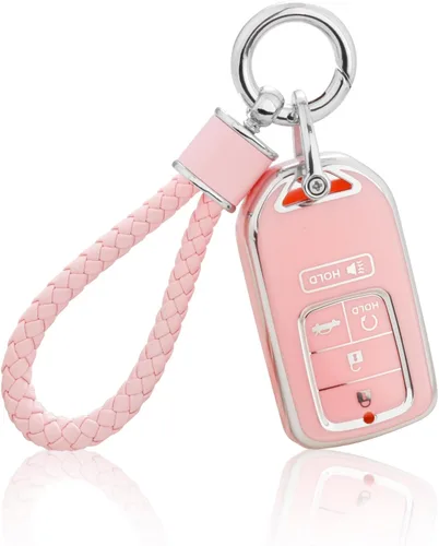 Miniatura 19 de YO&YOYE Funda para llavero Ford con llavero, funda de TPU suave rosa para F150 Explorer Mustang Edge Lincoln MKZ MKX MKC