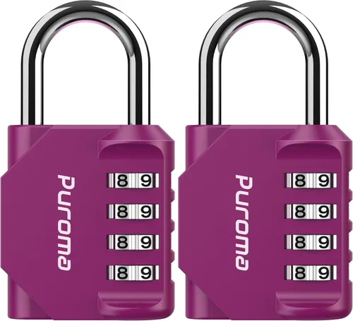 Miniatura 24 de Puroma Paquete de 2 Candado de Combinación para Casillero de 4 Dígitos al Aire Libre Impermeable para Escuela, Gimnasio, Deportes, Cerca, Caja
