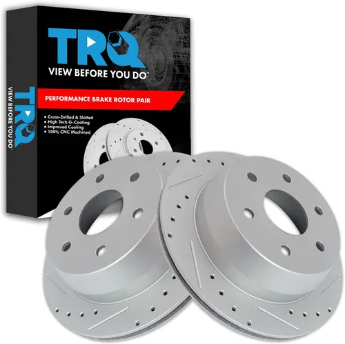 Miniatura 398 de TRQ Juego de rotores de freno de rendimiento trasero con revestimiento G premium compatible con Mazda 6 2014-2021
