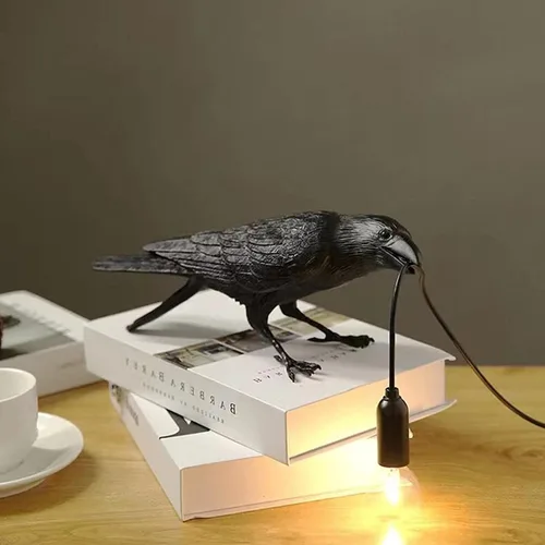 Miniatura 6 de HGomx Raven - Lámpara de escritorio LED de resina para dormitorio, oficina, sala de estar, casa de campo, Art Deco con enchufe