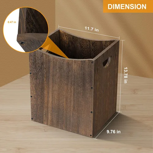 Miniatura 2 de Vrisa Basurero rectangular de madera de 5.3 galones con asas integradas, pequeño bote de basura para dormitorio, oficina, cocina, baño, debajo