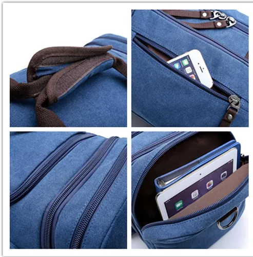 Miniatura 7 de Sechunk Bolso de lona de cuero grande para exteriores, Azul, Simple