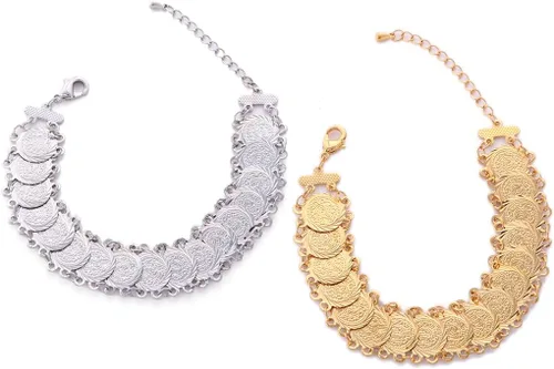 Miniatura 4 de Pulsera de monedas de dinero islámico musulmán bañada en oro para mujer