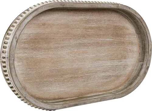 Miniatura 23 de MAONAME Bandeja de Madera para Servir, Bandeja de Madera Estilo Granja con Cuentas, Bandeja Octogonal para Servir Blanca Lavada, Bandeja de Mesa