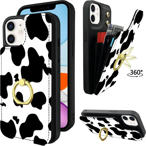 Miniatura 11 de Funda compatible con iPhone 11 con tarjetero y soporte para tarjetas, soporte de anillo de dedo de rotación de 360º, función atril, protección RFID