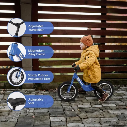 Miniatura 9 de Bicicleta de equilibrio para niños y niñas de 3, 4, 5, 6 años, neumáticos de aire con marco de aleación de magnesio, ligera, sin pedales, bicicleta