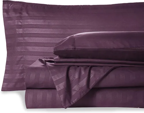 Miniatura 15 de Mocassi Juego de sábanas King Stripe – Sábanas y fundas de almohada de lujo para hotel de 1800 ° Premier – Sábanas ultrasuaves, transpirables