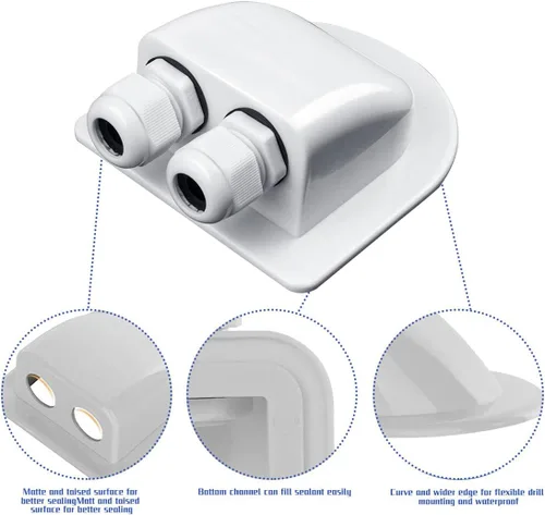 Miniatura 8 de Glándula de entrada de cable solar, cubierta de conector de cable doble solar impermeable, soporte de plástico solar fotovoltaico curvado ABS