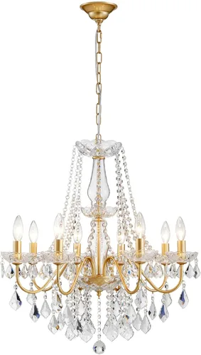 Miniatura 11 de ANJIADENGSHI Mini Candelabro de Cristal K9 Cristal Dorado para Sala de Estar, Dormitorio, Comedor, Isla de Cocina, Entrada, 5 Bombillas E12, Alto