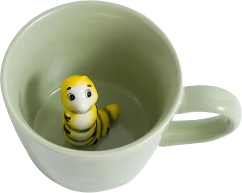 Miniatura 13 de DIHOclub Taza de Cerámica de Mariquita con Animal 3D Oculto en el Interior, Serie Jardín Tazas Figuritas Hechas a Mano 12OZ (Rosa Púrpura)