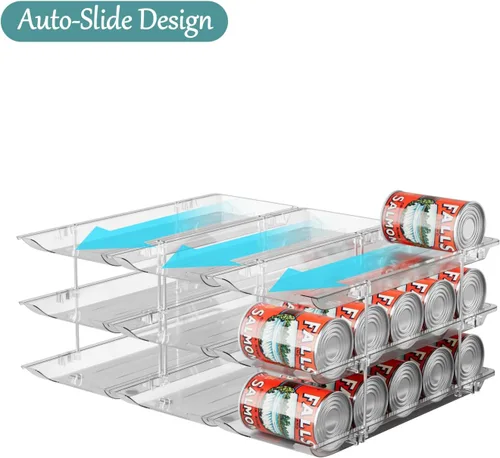 Miniatura 3 de Organizador de almacenamiento de latas para despensa, soportes para latas para despensa, dispensador de alimentos enlatados, estante de plástico