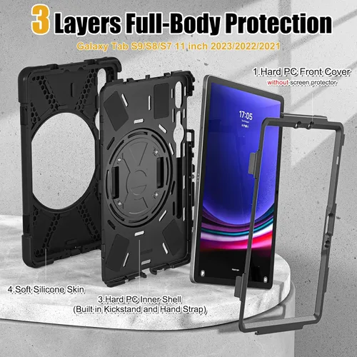 Miniatura 7 de BRAECNstock Funda para Samsung Galaxy Tab S10 Lite/ S10 FE/ S9 FE/ S9/ S8/ S7 5G Funda de 10.9"/11", Funda Protectora a Prueba de Golpes con Soporte
