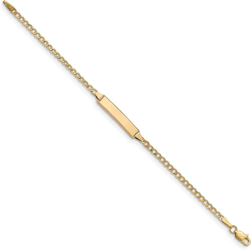 Miniatura 3 de Pulsera de identificación cubana pulida semisólida de 14 quilates, Oro amarillo de 14 k, no disponible