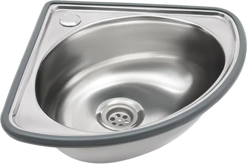 Miniatura 9 de Fregadero de acero inoxidable montado en la pared de un solo cuenco, lavabo triangular grueso para fregadero pequeño para cocina, baño, lavabo