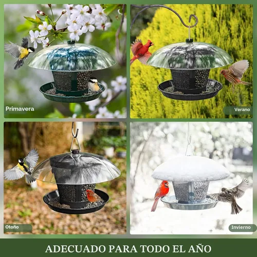Miniatura 6 de Comedero para pájaros Kingsyard para exterior, comedero de malla metálica de doble uso para pájaros silvestres con cúpula resistente a