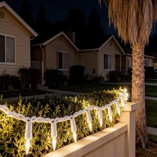 Miniatura 6 de 100 luces LED de Navidad de color blanco cálido, tira de luces con cable blanco de 35 pies, certificación UL, calidad comercial, para árboles
