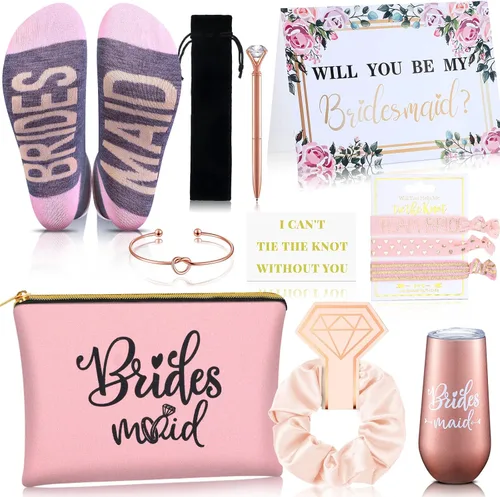 Miniatura 7 de Yexiya Juego de 13 piezas de regalo de caja de propuesta de dama de honor, regalo con texto en inglés "Will You Be My Maid of Honor", de acero