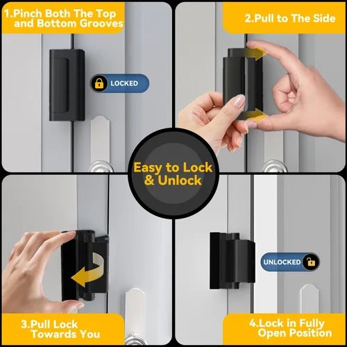 Miniatura 4 de Rerishom Cerradura de puerta que soporta 800 libras para puerta con apertura hacia adentro, cerradura de refuerzo de puerta con 8 tornillos