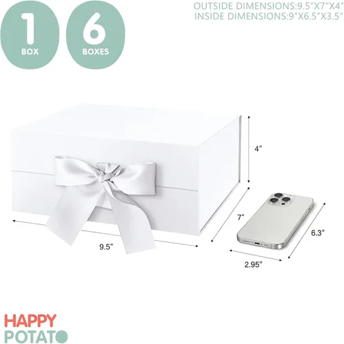 Miniatura 5 de Caja de regalo HAPPY POTATO para regalos con cinta 9x6.5x3.8 pulgadas, caja de regalo blanca con tapa, cajas de propuesta para dama de honor