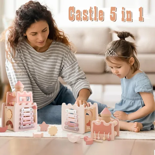 Miniatura 2 de Youuys Cubo de actividades de madera 9 en 1, juguetes Montessori para niños y niñas de más de 3 años, juguetes educativos multiusos de aprendizaje