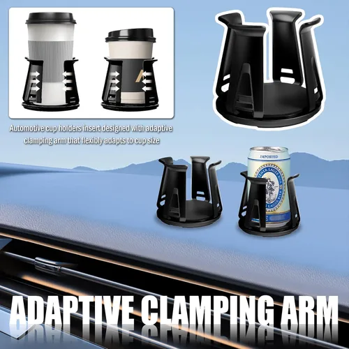 Miniatura 5 de 2 piezas de insertos para portavasos de coche con brazo de sujeción adaptativo, insertos autoadhesivos para portavasos de coche con soporte