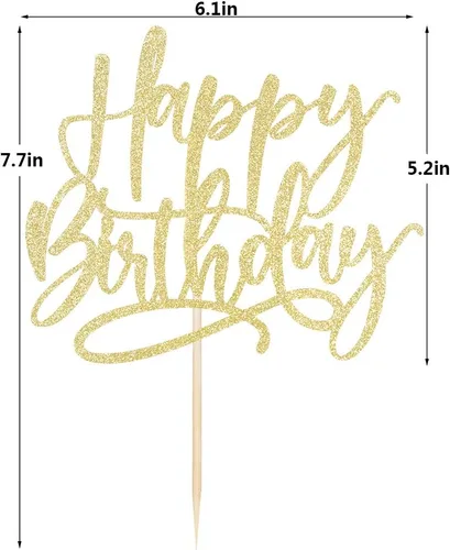 Kaoenla Feliz cumpleaños pastel Topper-trabajo a mano Oro feliz cumpleaños pastel Decoración, Cumpleaños/Aniversario tartas Seleccionado decorativo