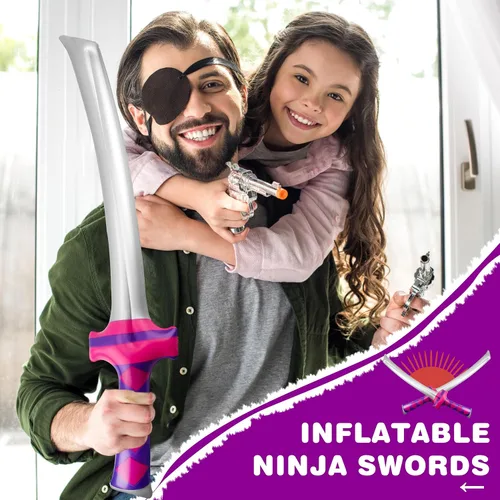 Miniatura 4 de Paquete de 24 espadas inflables ninja inflables, espadas Samurái, Katana inflable, para niñas y niños, temática de cumpleaños, recuerdos de fiesta