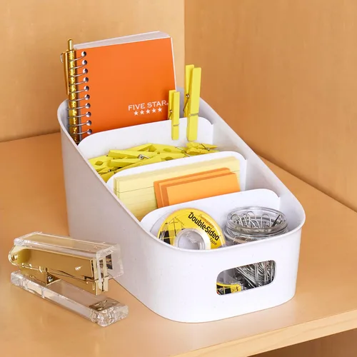 Miniatura 7 de YouCopia ShelfBin - Organizador de paquetes, contenedor dividido elevado de 4 niveles en escalera, organizador de almacenamiento sin BPA