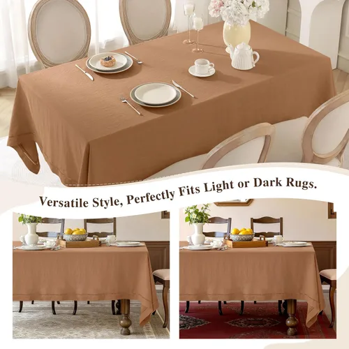 Miniatura 4 de Linen World - Mantel de lino de otoño de 55 x 55 pulgadas, mantel rectangular lavable de lino francés para comedor, al aire libre, bodas