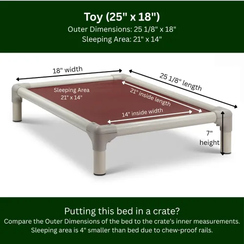 Miniatura 3 de Kuranda Cama elevada para mascotas a prueba de masticación - PVC almendra - 25" x 18" - Cordura Nylon - Borgoña