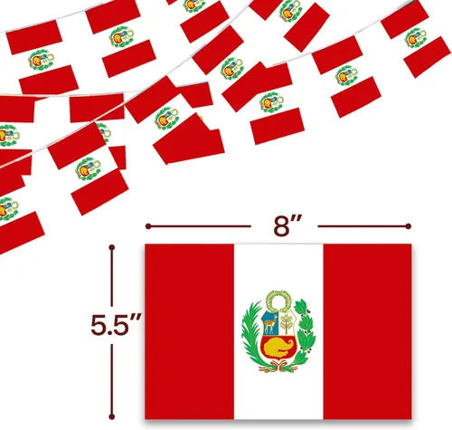 Miniatura 3 de Anley Bandera de cuerda de Perú, banderas de banderín, eventos patrióticos 28 de julio Día de la Independencia peruana decoración para bares