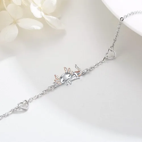 Miniatura 9 de Pulsera de plata de ley 925 ajustable con diseño de ajolote, panda, racón, girasol, joyería para hija o amiga, regalo de cumpleaños