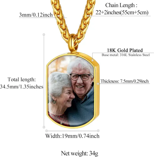 Miniatura 155 de FindChic Collares personalizados con urna para cenizas, barra vertical, gato, luna, reloj de arena, garra de perro, acero inoxidable, chapado en oro