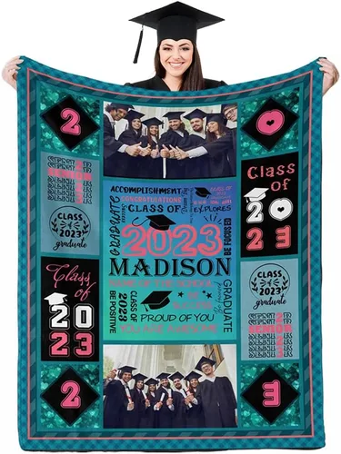Miniatura 19 de D-Story Manta de franela personalizada para mujer, regalos de graduados, regalo de graduación de secundaria, regalos de graduación personalizados