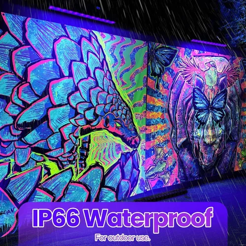 Miniatura 7 de Paquete de 4 barras de luz negra de 40 W, luz LED negra impermeable IP66 con enchufe+interruptor+cable de 6 pies, cada luz de 24 x 24 pies