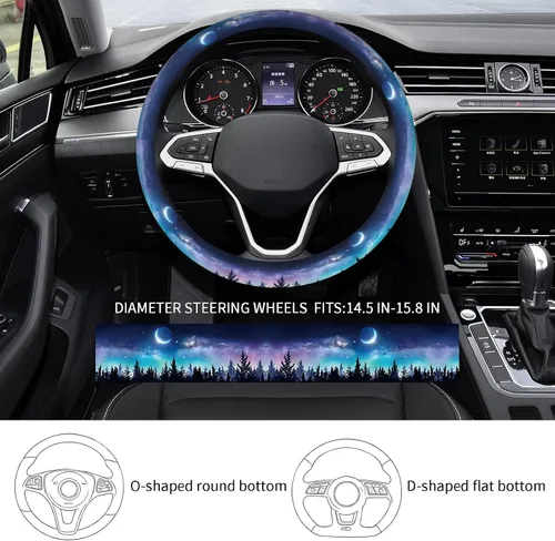 Miniatura 4 de Funda para volante de automóvil, de neopreno elástico transpirable antideslizante de 15 pulgadas, protector para volante de automóvil para mujeres