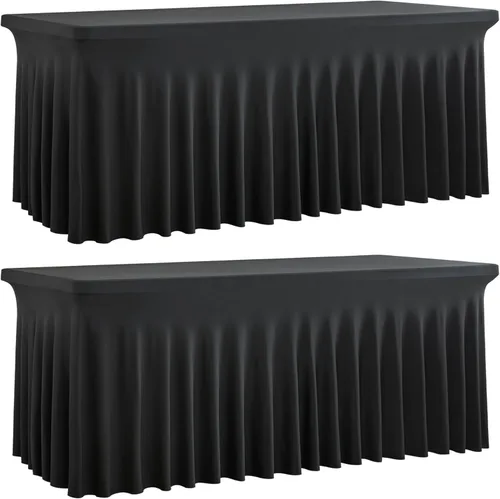 Miniatura 30 de Paquete de 2 manteles de spandex para mesas rectangulares de 8 pies, mantel elástico rosa de 8 pies, manteles ajustados, falda de mesa para fiestas